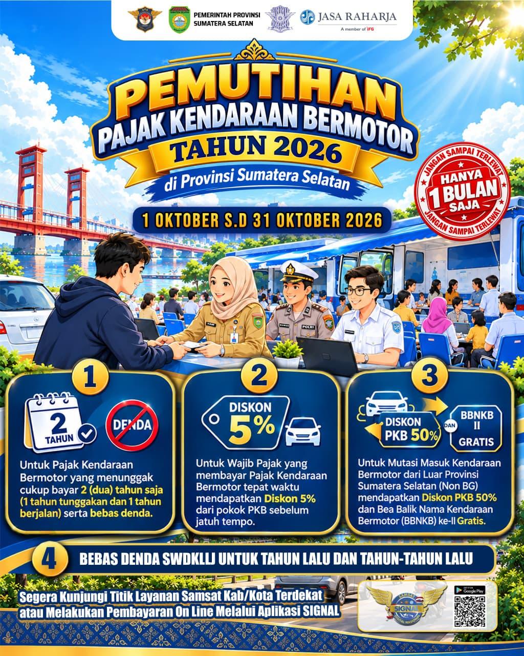 PEMUTIHAN PAJAK DAN JADWAL PELAYANAN 1-31 OKTOBER 2026